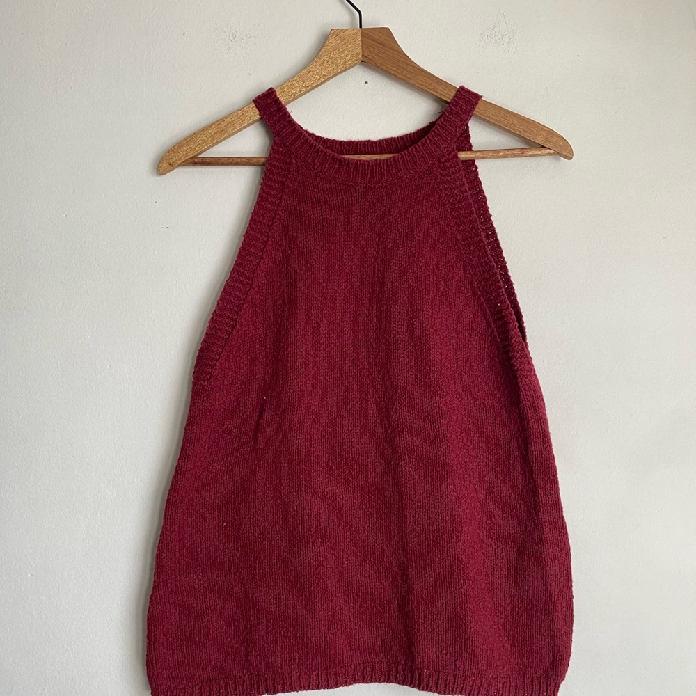 Red Knit Sleeveless Top by Anthropologie